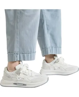 Zapatillas de mujer Huili con suela gruesa y blanca, zapatillas deportivas casual, zapatillas gruesas WXYK972Z, gris claro (malla doble)