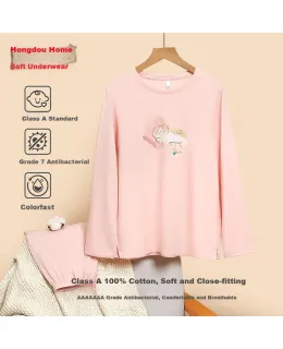 Pijamas de Manga Larga Antibacterianos para Niñas Hodohome Kids 7A Imprimir Cartoon Set 502 150