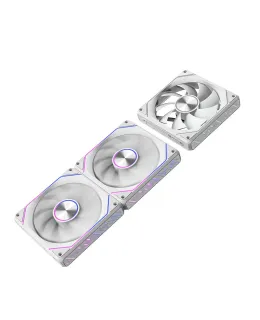 Aigo Xingcan Lanyue PRO Blanco Reverse Blade Triple Pack Iluminación ARGB Sincronización PC Ventilador de Chasis 12CM Maglev Sin Cable Conexión PWM Control de Temperatura