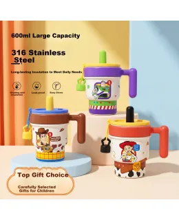 Taza aislada de pajita para chicas de Disney Toy Story, gran capacidad de acero inoxidable