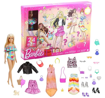 Calendario de Adviento Barbie con Muñeca Barbie, 24 Sorpresas Incluidas Ropa de Tendencia y Accesorios