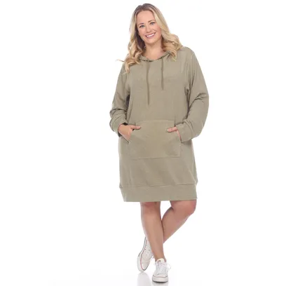Vestido Suéter de Capucha Plus Size