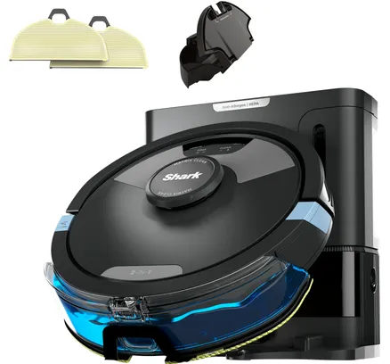 Shark - Matrix Plus 2en1 Robot Aspirador y Trapeador con Mopa Sónica, Matrix Clean, Home Mapping, HEPA Sin Bolsa Autovacía, WiFi - Negro-RV2610WA