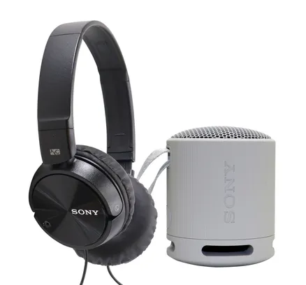 Sony MDR-ZX110NC Cancelación de Ruido On-Ear Auriculares + Sony XB100 Altavoz Bluetooth Portátil a Prueba de Agua (Gris)