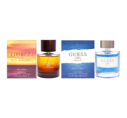 Kit Guess por Guess para Hombre - Kit de 2 Piezas 3.4oz Spray EDT Guess 1981 Indigo, 3.4oz Spray EDT Guess 1981 Los Angeles