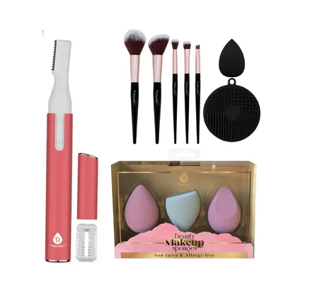 Kit de Herramientas de Belleza Completa – 7 Cepillos, Esponja de Mezclado y Cortador de Pestañas de Precisión