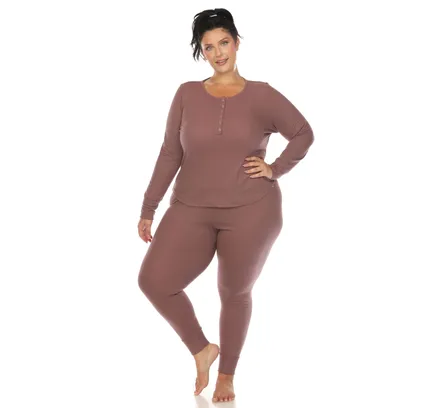Conjunto de Pijama Waffle de Talla Grande