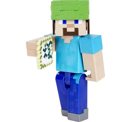 Figura de Acción Minecraft Underwater Steve 3.25" Escala Videojuego Auténtica con Accesorio