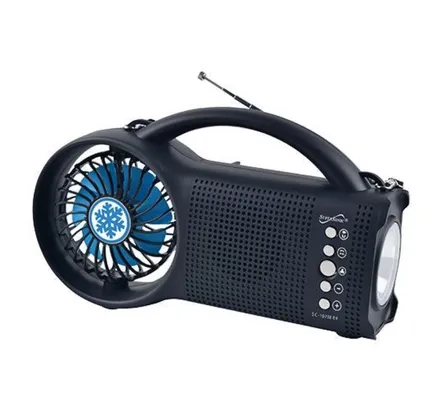 Altavoz Bluetooth de Energía Solar con Radio FM / Linterna LED / Ventilador