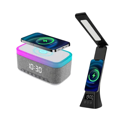 Paquete Esencial de Smart Home Pursonic: Despertador Todo en Uno y Lámpara de Escritorio LED 3 en 1 con Carga Inalámbrica
