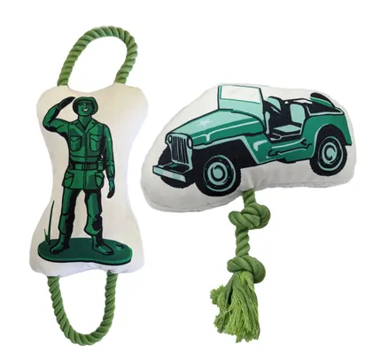 Juguete de Peluche Retro Jeep del Ejército para Perros y Cachorros/Juguete de Peluche Soldado Retro para Perros y Cachorros