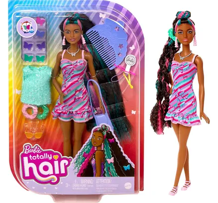 Barbie Mariposa Temática Pelo Total 8.5 Pulgadas Muñeca, Accesorios de pelo de fantasía y cambio de color