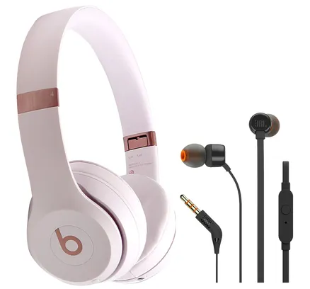 Auriculares Inalámbricos Beats Solo 4 On-Ear con JBL T110 In-Ear Negro (Rosa Nube) + Negro