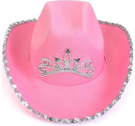 Sombrero de Vaquera Rosa Skeleteen - Sombrero de Vaquera Rosa con Diseño de Corona y Tiara