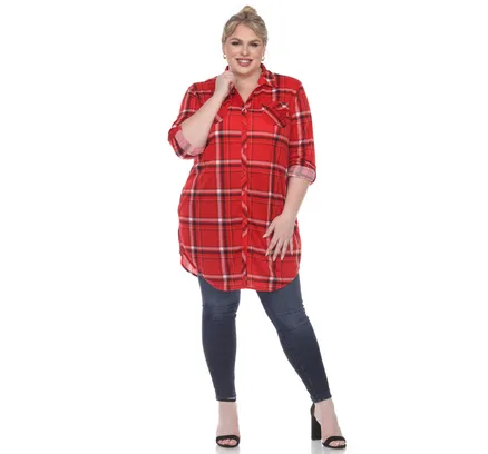 Top Túnica de Cuadros Plus Size