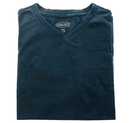 Camiseta de Manga Corta V-Neck de Bambú - Azul Bermeja por Cariloha para Hombre - 1 Pieza (S)