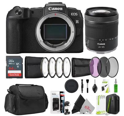 Cámara Digital Sin Espejo EOS RP, Lente RF 24-105mm f/4-7.1 IS STM, Tarjeta de Memoria de 64GB, Estuche para Cámara, Kit de Accesorios Profesionales