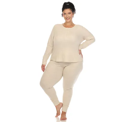 Conjunto de Pijama Waffle de Talla Plus