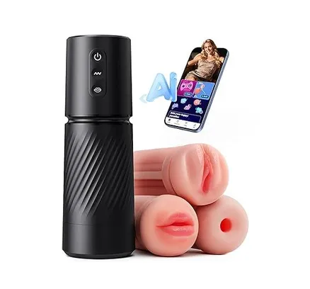 Juguetes Sexuales Uoffile para Hombres Masturbador Masculino - 3 Mangas Sincronización AI Coche Polla Masculina Juguetes Sexuales con 10 Succión y 10 Vibración Dual, Control de APP Bomba de Pene Juguetes Sexuales Masculinos Máquina de Masturbación Automática - Color: Negro