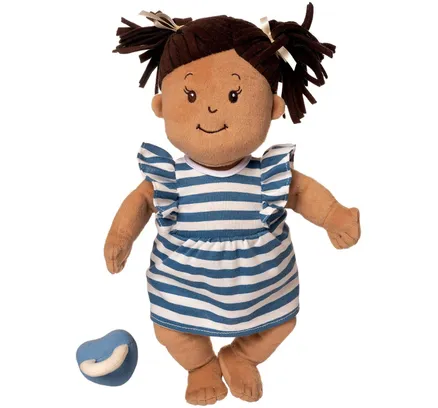 Muñeca Bebé Stella Beige con Pelo Marrón 15" Suave Primera Muñeca Bebé