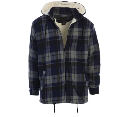 Gioberti Mens Sherpa Lined Flannel Jacket with Removable Hood