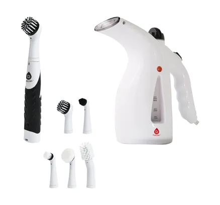 Cepilladora de Limpieza Potente Inalámbrica + Vaporizador de Viaje Pursonic de 300ml para Ropa – Essentials de Limpieza para el Hogar y Viajes