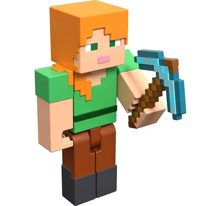 Minecraft Alex Figura de Acción Autentificada de Videojuego de 3.25" escala con Accesorio & Craft-a-block