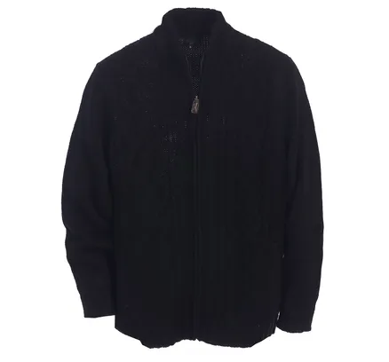 Cardigan de Hombre Pesado de Giro de Tejido Girado Regular Fit con Cremallera Completa