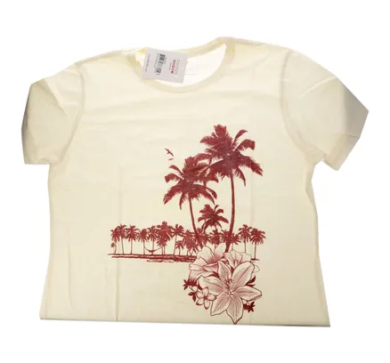 Camiseta Boyfriend para Mujeres - Palmeras y Atardecer Floral por Delsol para Mujeres - 1 Pieza T-Shirt (2XL)
