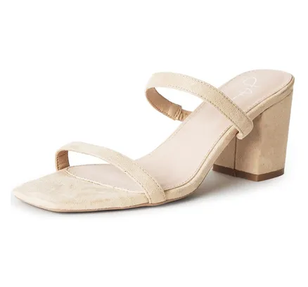 Sandalias de Tacón Stormi para Mujer J. Adams - Sandalias de Verano Planas de Tobillo de Tacón Bajo de Punta Cuadrada