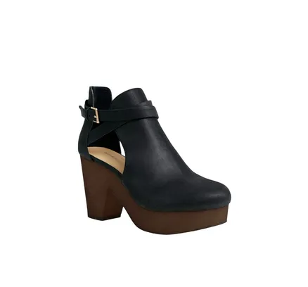Bota Tobillera Clog Atrevida de Belle & Bloom en Negro/Chocolate