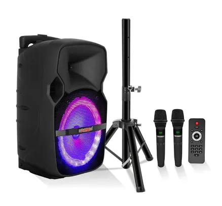 Altavoz de Fiesta de 5 Cores con Micrófono 400W Recargable Bluetooth Grande PA DJ Karaoke Sistema con Soporte