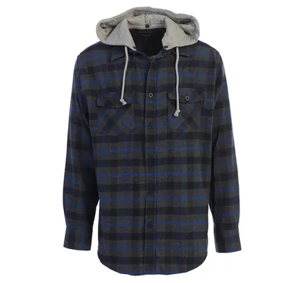 Camiseta de franela a cuadros con capucha removible para hombre Gioberti