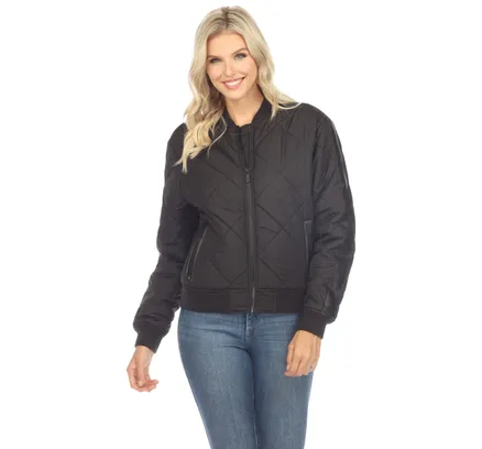 Chaqueta Bomber Ligera para Mujer con Acolchado de Diamantes