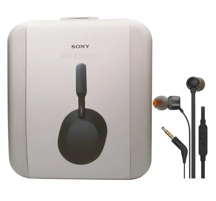 Sony WH-1000XM5 Auriculares Inalámbricos con Cancelación de Ruido Over-Ear (Negro) + JBL T110 Auriculares Intrauditivos