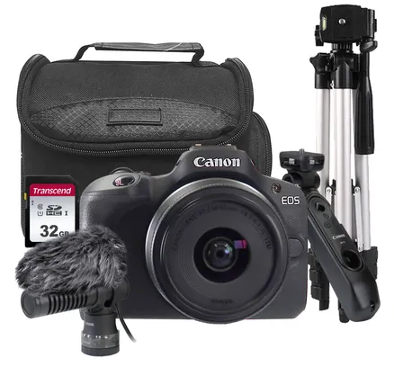 Cámara sin espejo Canon EOS R100 y lente Canon RF-S 18-45 Kit para creadores de contenido