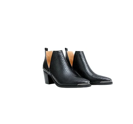 Bota de Tobillo Austin Embossada en Negro para Mujer Belle & Bloom