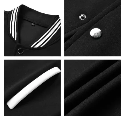 Chaqueta de béisbol GENIOLAMODE para hombre, patrón de bloque de color con letras, chaqueta casual y versátil