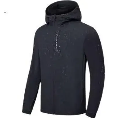 Chaqueta a prueba de viento QIAODAN para hombres, sudadera con capucha para correr, chaqueta deportiva resistente al agua, ropa para exteriores