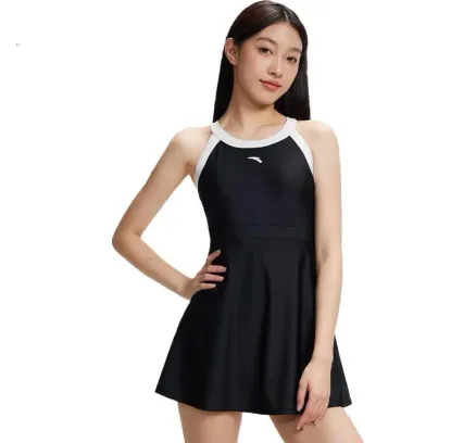Bañador de cintura estrecha ANTA para mujer, estilo vestido de una pieza, conservador, adelgazante, resistente al cloro, de secado rápido, traje de baño para aguas termales, vestido pequeño A, talla M