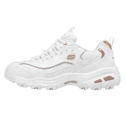 Zapatillas Skechers para mujer, Zapatillas para papá con suela gruesa y aumento de altura, Zapatillas casual versátiles, Zapatillas transpirables y resistentes al desgaste para mujer, WTRG Blanco/oro, talla 39.5
