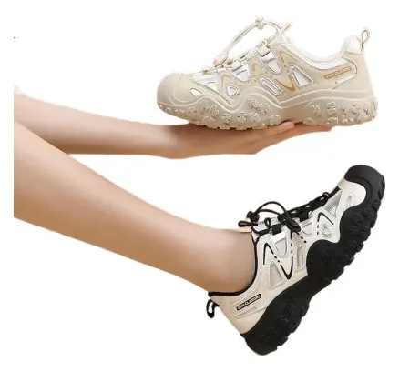 ZHR Mujeres Zapatos de Senderismo, Zapatos Casuales de Deportes al Aire Libre Ligeros, Zapatos de Parche Versátiles para Mujeres, G683, Color Apricot, Tamaño 39