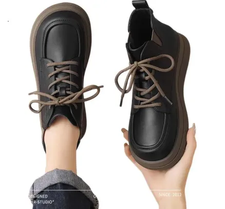 ZHR Martin Botas para Mujer, Botas Cortas de Estilo Británico de Suela Gruesa Invierno 2025 Nuevo, Botas Adelgazantes para Mujer K288 Negro Tamaño 36