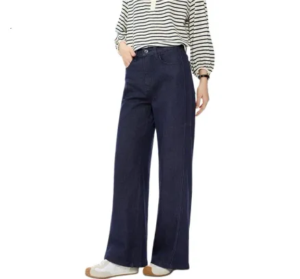 Jeans Original Color Giordano para Mujeres, Pantalones de Cintura Alta Algodón Ligero Elástico para Mujeres, Jeans de Pierna Ancha Casual 05415686