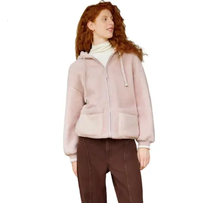 Chaqueta de forro sintético de lana de oveja Semir para mujer, reversible, ajuste suelto, colores contrastantes, chaqueta con capucha de invierno 2025 109725108025