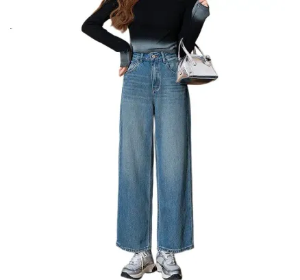 TonLion 2025 Primavera Jeans de Pierna Recta para Mujer con Detalle de Bolsillo Posterior