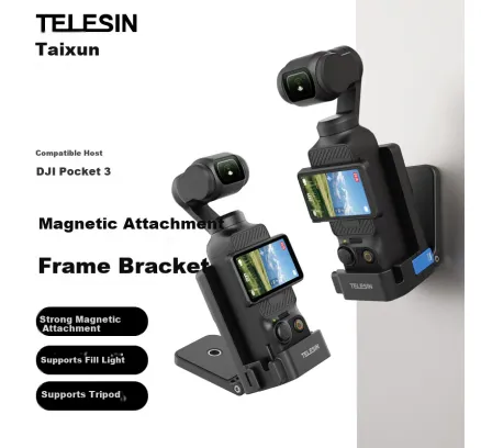 Montaje de expansión magnético TELESIN Compatible con DJI Pocket 3 Marco multifuncional de expansión Osmo Pocket Gimbal Cámara Cold Shoe Extensión Accesorios de cámara deportiva