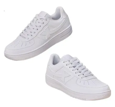 Zapatos de patinaje Xtep para hombres y mujeres, zapatillas blancas Air Force One de invierno, calzado deportivo casual de cuero cálido
