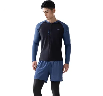 Traje de baño masculino Li-Ning Jellyfish Suit Snorkeling Set Primavera Otoño Calentar Manga larga Pantalones Largos Tamaño grande Trunks de baño masculinos Traje de buceo de cuerpo completo