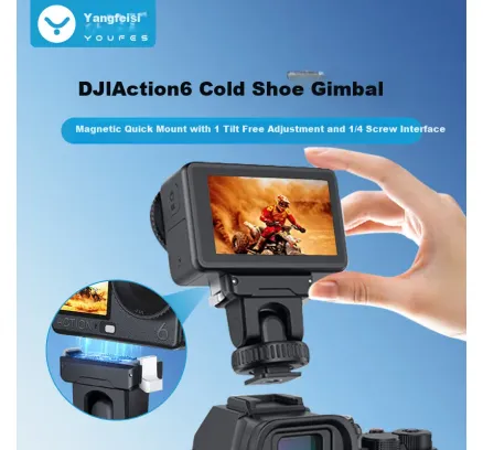 Montaje de pinza fría Yangfeisi DJI Action 6 para cámara deportiva Gimbal de pinza caliente Accesorio de expansión de luz de llenado de fotografía de teléfono DSLR de transmisión en vivo
